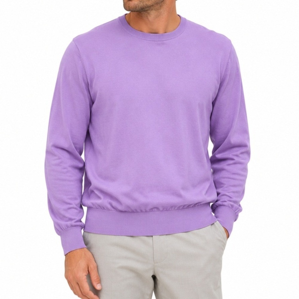 B Draddy Sweater Mens XL Purple Italian Cotton Performance Pullover Golf Luxury